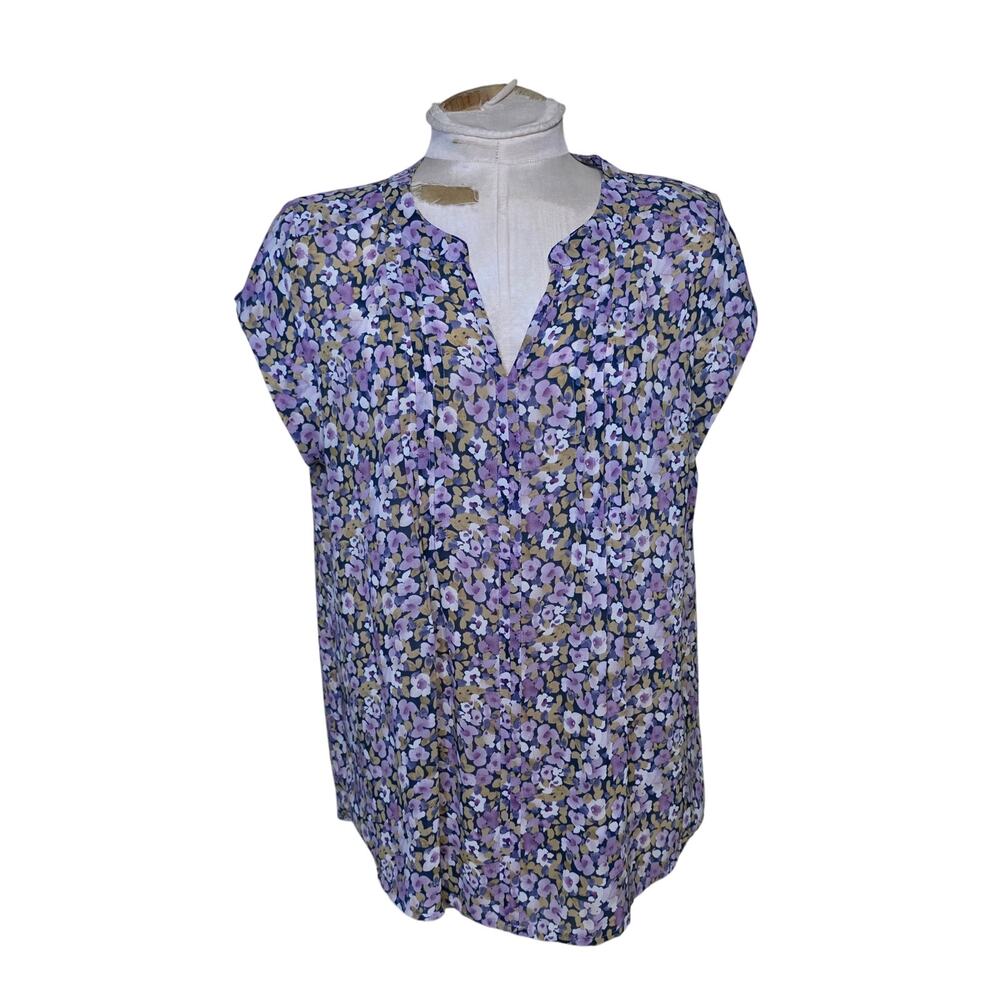 Fun2Fun Floral Short Sleeve Top Blouse Size XL